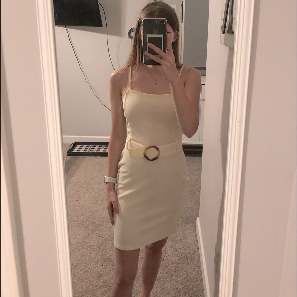 cream spaghetti strap dress